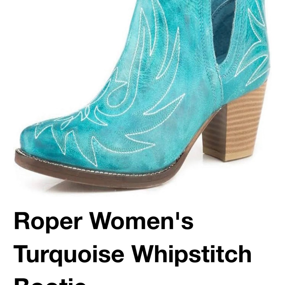 Roper Women's Blue Embroidered Ankle Booties